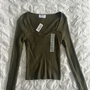 Old Navy Olive Ribbed Knit Top, size S